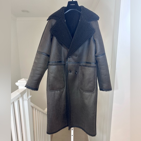 ZARA WOMEN LONG DOUBLE FACED COAT BROWN REVERSIBLE - Picture 9 of 16